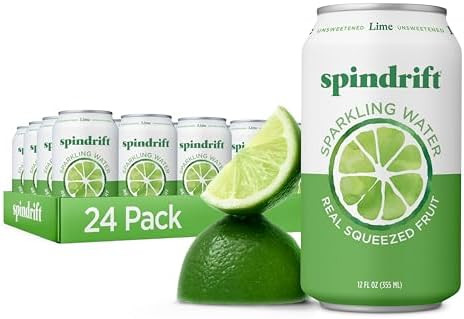 Spindrift Sparkling Water, Lime Flavored, Made with Real Squeezed Fruit, 12 Fl Oz Cans, Pack of 2... | Amazon (US)