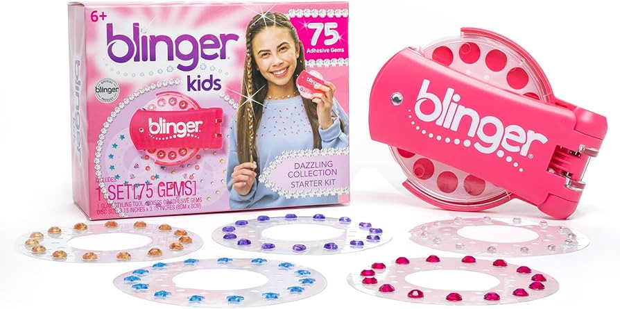Blinger Dazzling Starter Kit Gem Stamper + 75 Assorted Colorful Acrylic Gems | Adhesive Safe for ... | Amazon (US)