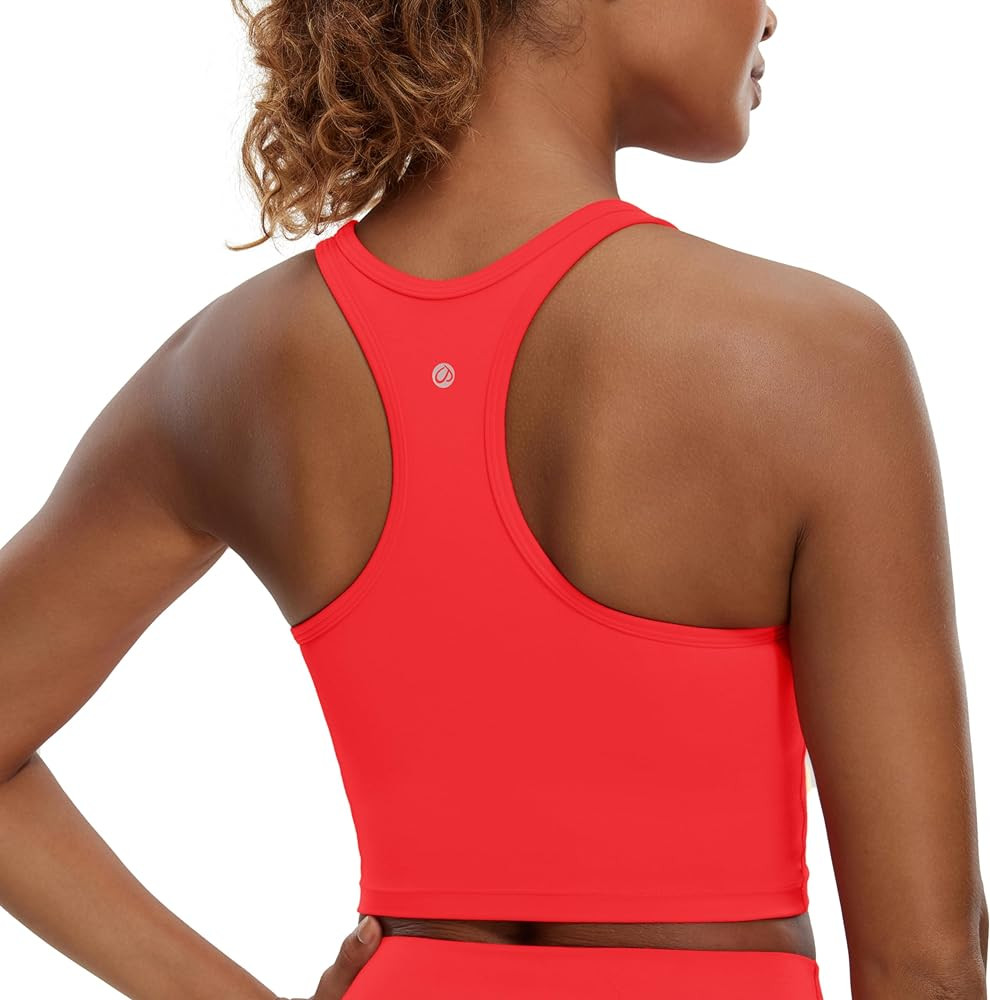 CRZ YOGA Butterluxe Womens Y-Back Racerback Longline Sports Bra - Padded Scoop Neck Workout Crop ... | Amazon (US)