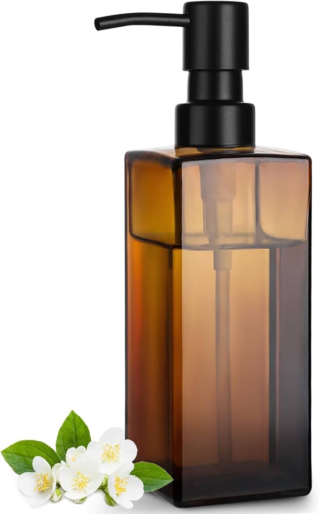 GMISUN Amber Glass Soap Dispenser with Stainless Steel Pump, Hand Soap Dispenser for Bathroom, 12... | Amazon (US)