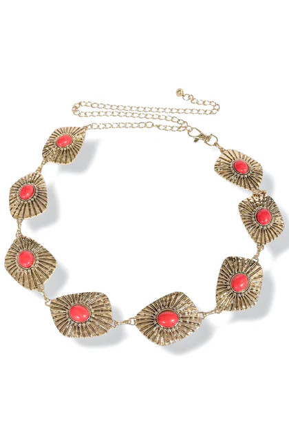 Living The Life Gold and Red Chain Belt | The Willow Tree