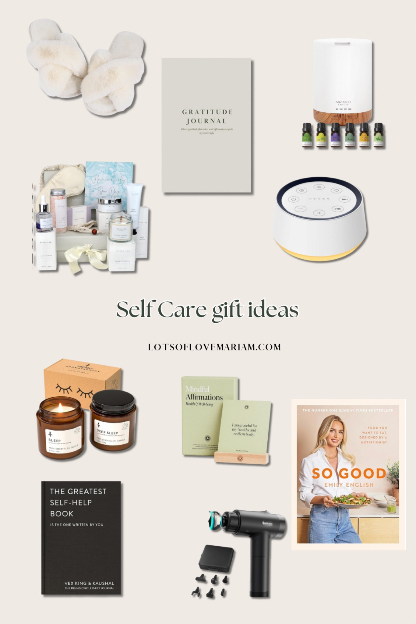Self care gift ideas for the wellness lover 💕 bath set, candles, gratitude journal: diffuser with essential oils, healthy cookbook and more 

#LTKuk #LTKeurope #LTKgiftguide