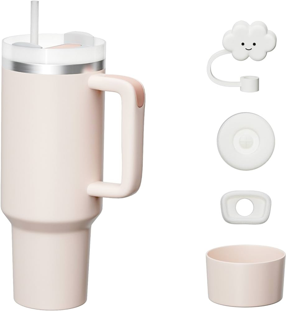 KISSKIND 40 oz Tumbler with Handle and Straw Lid Leak-proof Silicone Boot Straw Cover Cap Travel ... | Amazon (US)