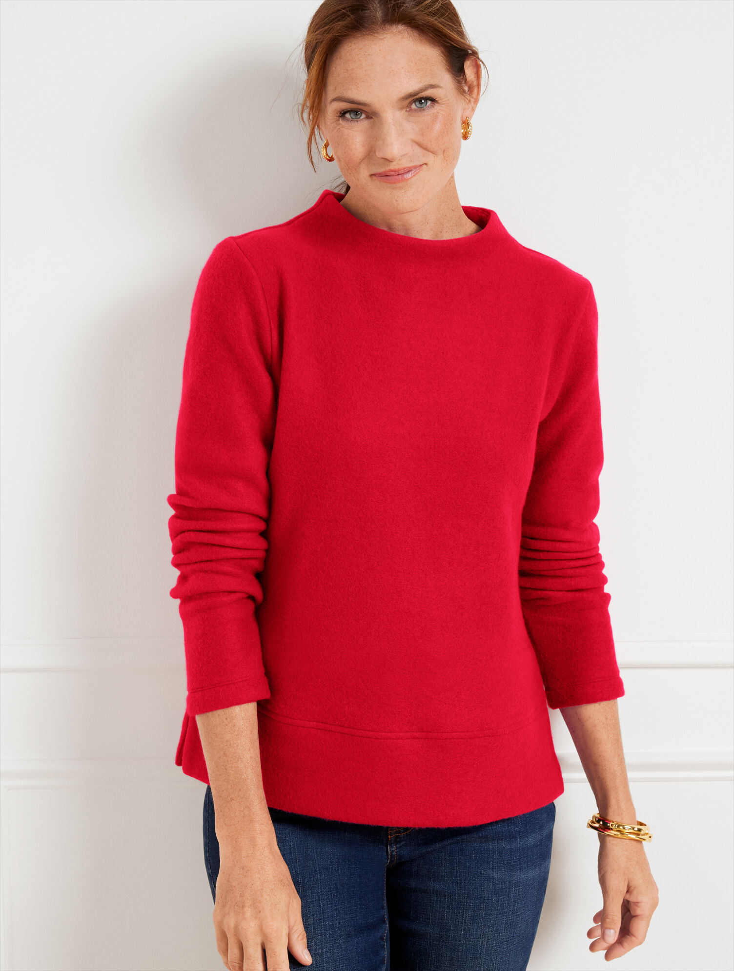 Button Back Funnel Neck Pullover | Talbots