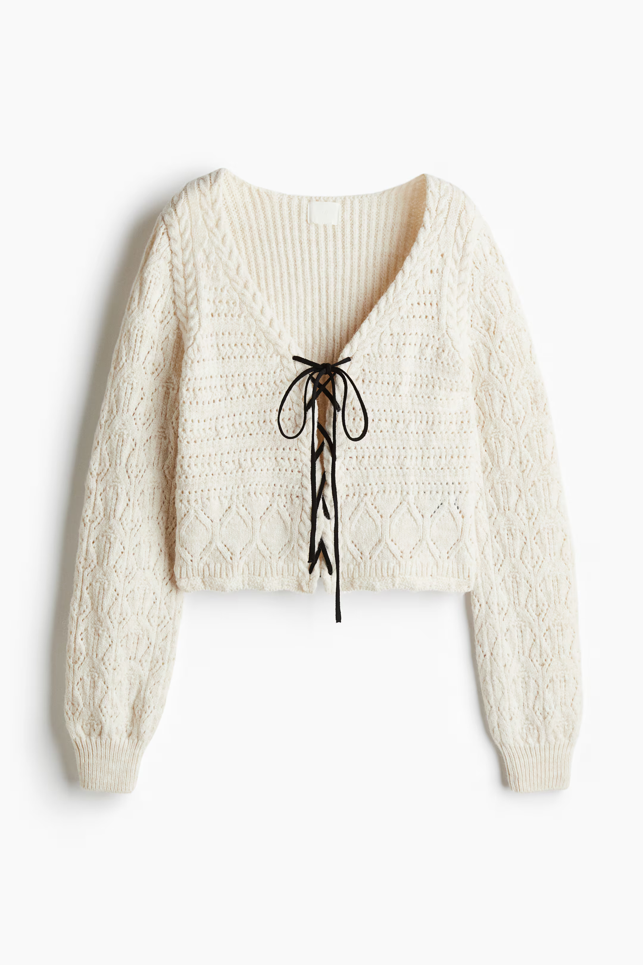 Lacing-detail pointelle-knit cardigan | H&M (UK, MY, IN, SG, PH, TW, HK)