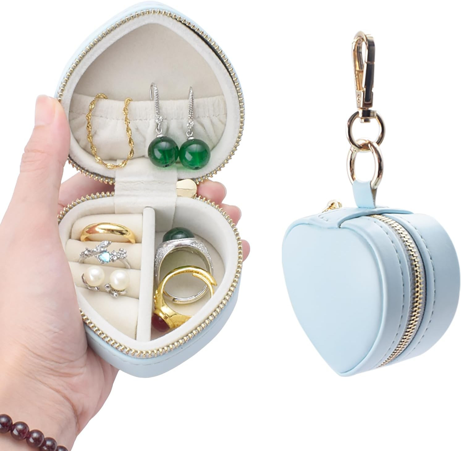 Heart Shape Ring Holder Keychain, Mini Travel Jewelry Case for Wedding Ring, Sports & Vacation, P... | Amazon (US)