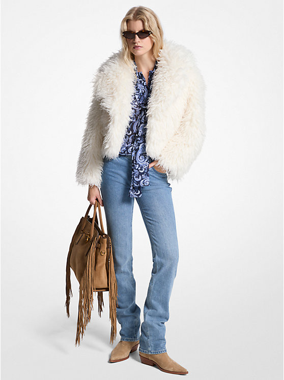 Cropped Faux Fur Jacket | Michael Kors US