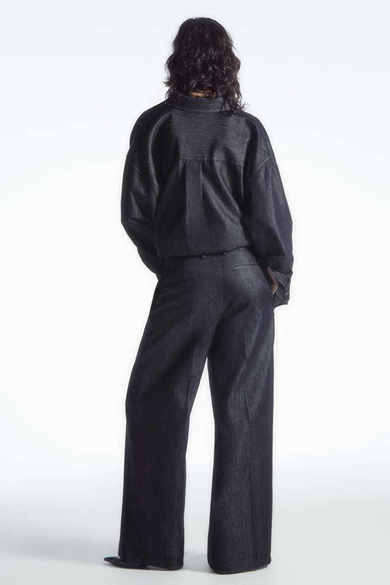 TAILORED WIDE-LEG DENIM PANTS - INDIGO - Trousers - COS | COS (US)