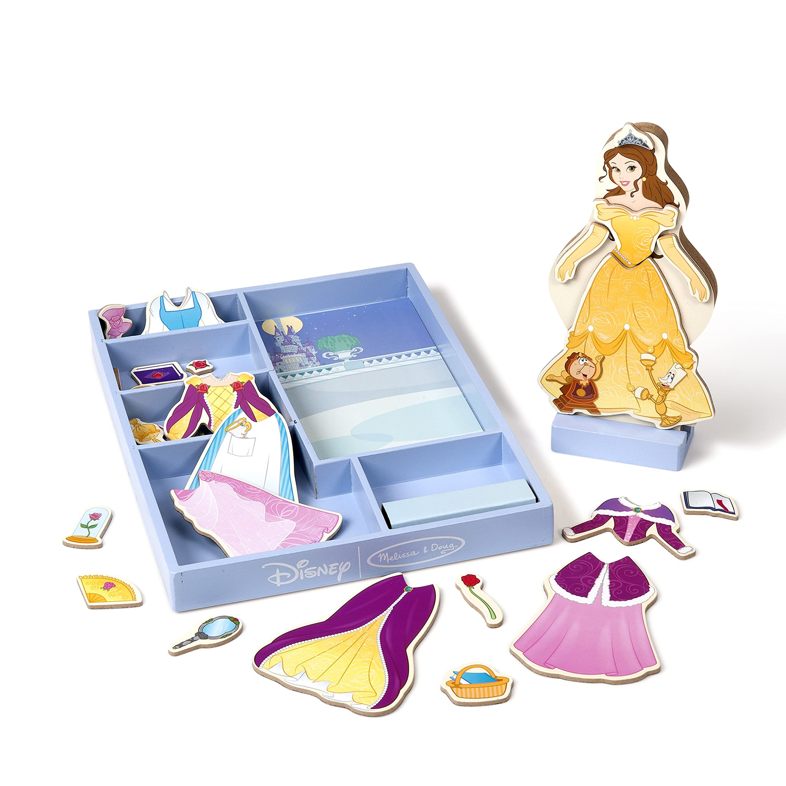 Melissa & Doug Disney Belle Magnetic Dress-Up Wooden Doll Pretend Play Set (30+ pcs) | Amazon (US)