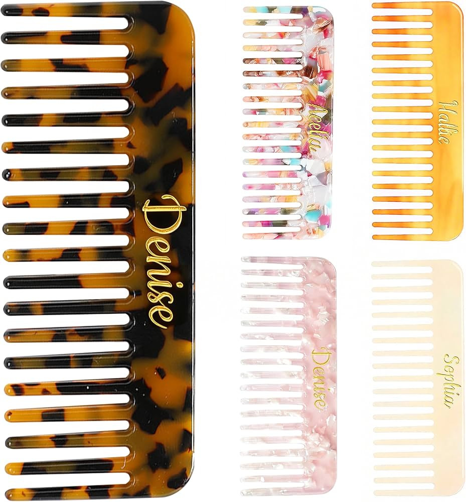 Personalized Hair Wide Tooth Comb, Custom Portable Combs, Monogrammed Bridesmaid Easy to Carry fo... | Amazon (US)