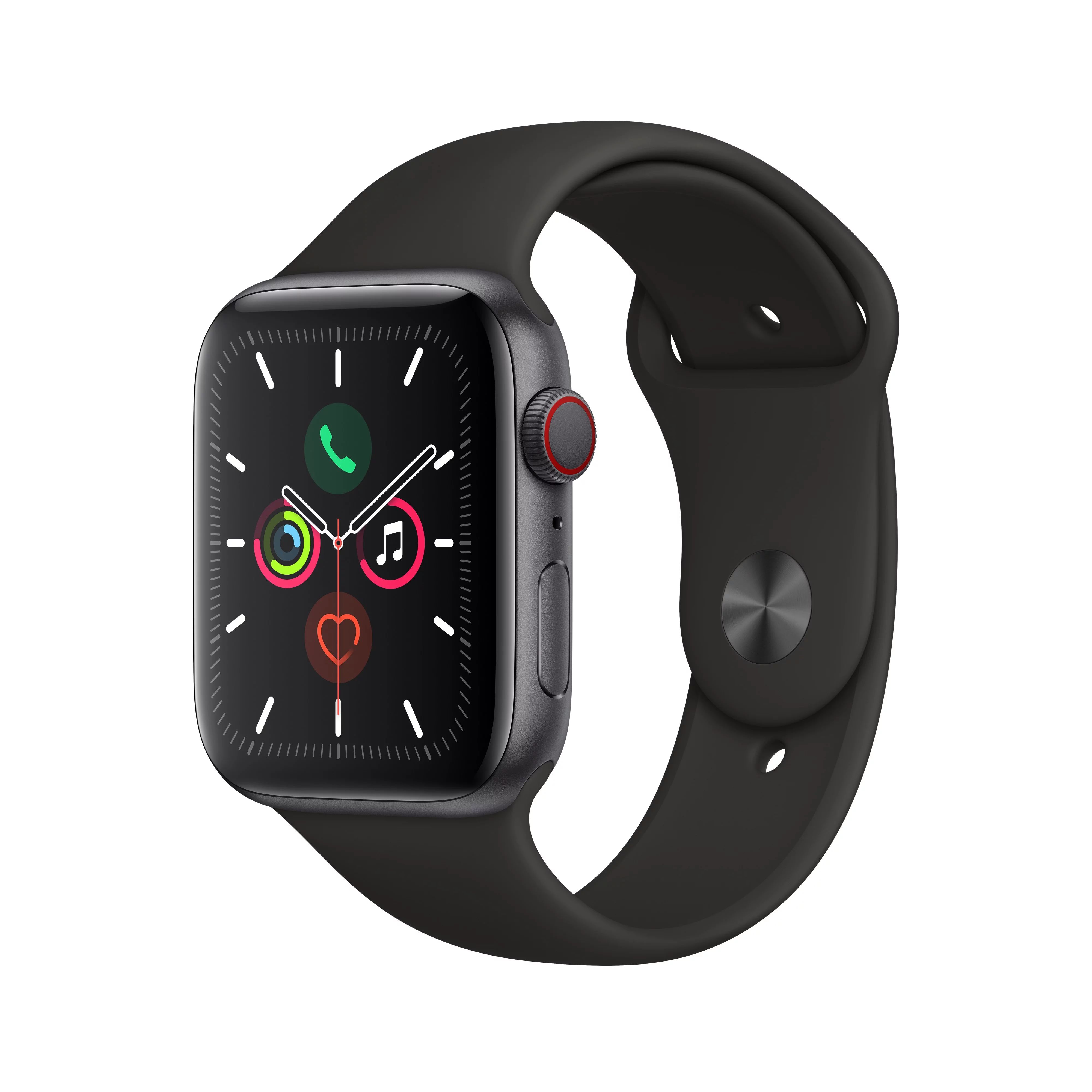 Apple Watch Series 5 GPS + Cellular, 44mm Space Gray Aluminum Case with Black Sport Band | Walmart (US)