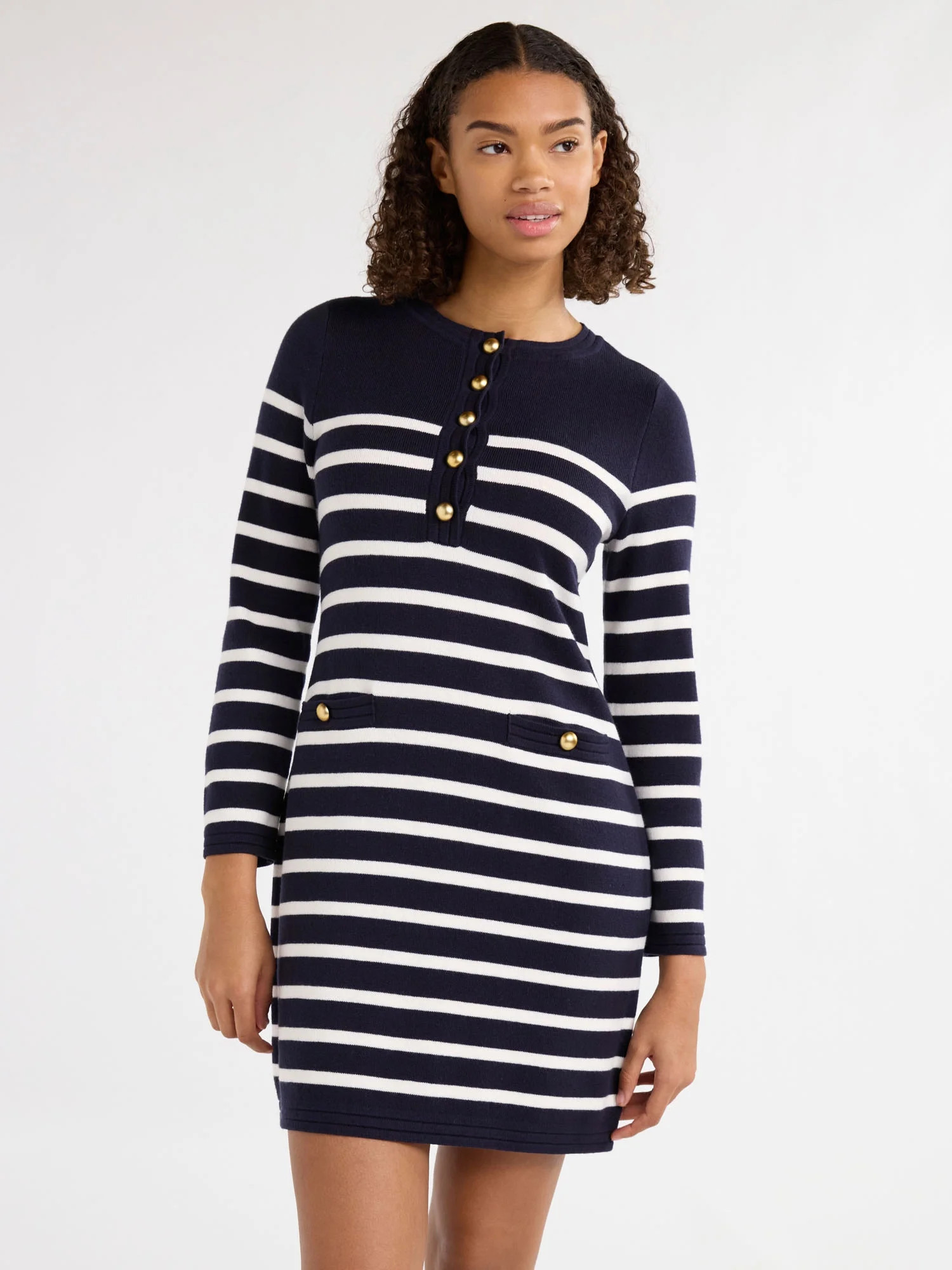 Free Assembly Women’s Henley Mini Sweater Dress, Sizes XS-3XL | Walmart (US)