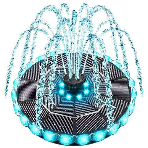 Yzert Solar Fountain Colorful Ring Lights, 2026 3.5W Solar Water Fountain with 2000mah Battery, Solar Fountain Pump for Bird Bath, Pond, Pool, Outdoor | Amazon (US)