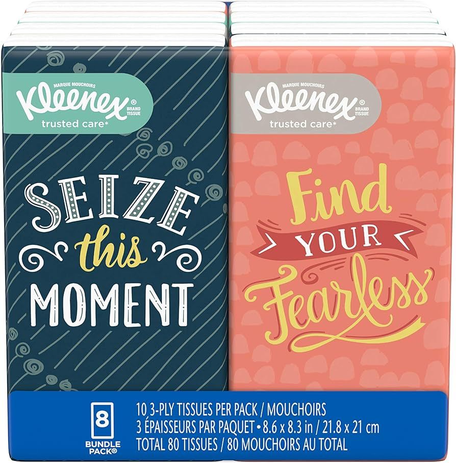 Kleenex On-The-Go Facial Tissues, 8 On-The-Go Packs, 10 Tissues per Box, 3-Ply (80 Total Tissues)... | Amazon (US)