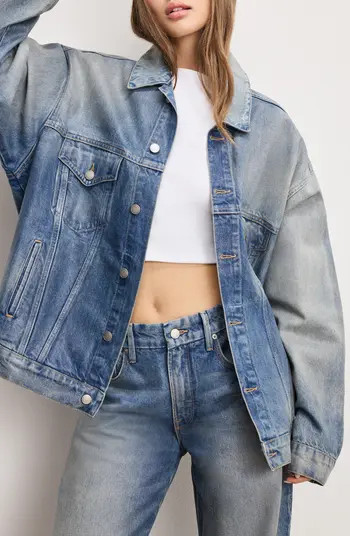 Good American Coated Oversize Denim Jacket | Nordstrom | Nordstrom
