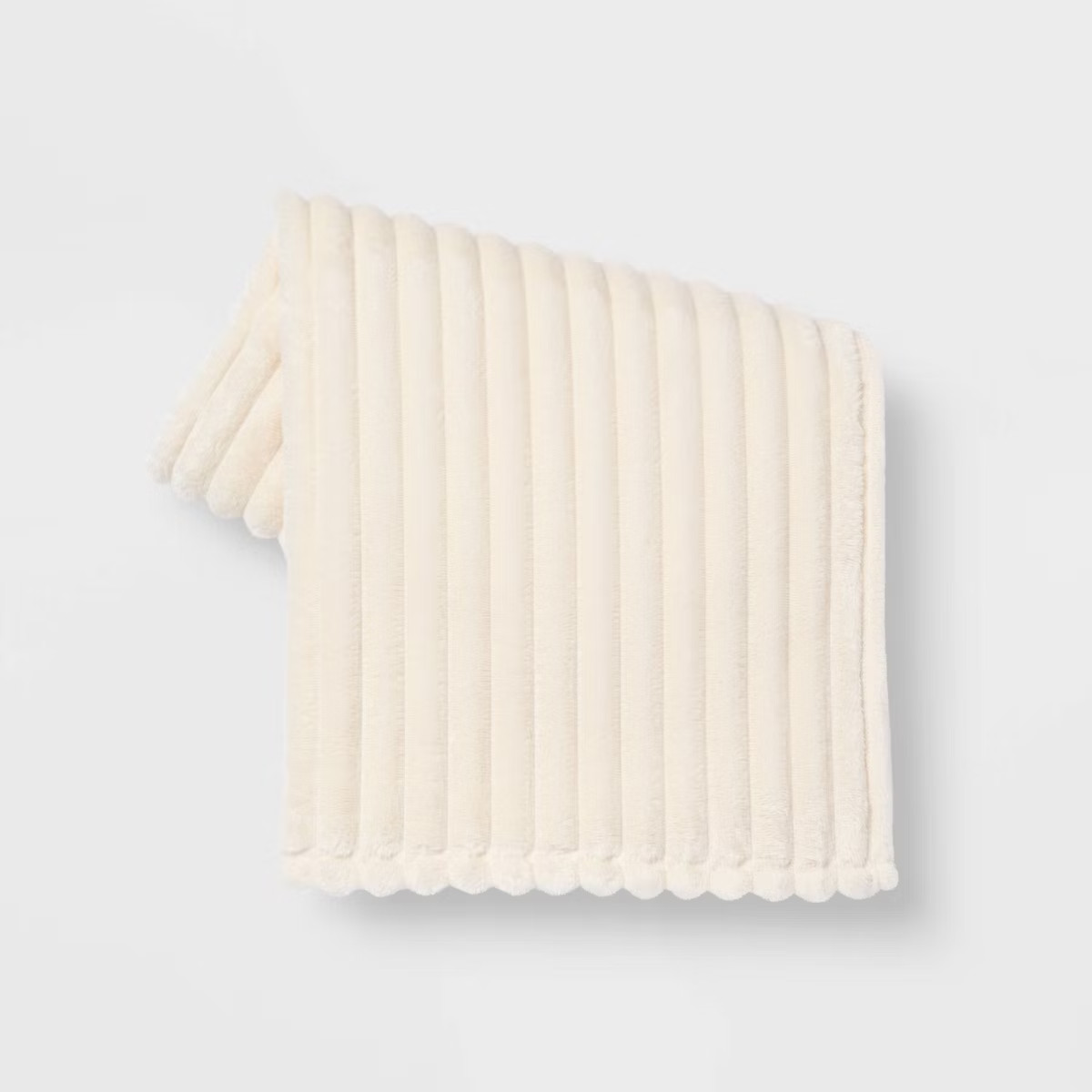 Ribbed Plush Throw Blanket White - Room Essentials™: Cozy, Sensory Friendly, Machine Washable, ... | Target