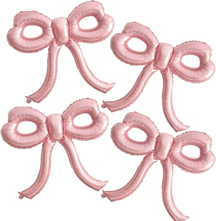 4 Pcs Pink Bow Balloons Bow Party Decorations for Girl Women Pink Bow Birthday Decorations Giant ... | Amazon (US)