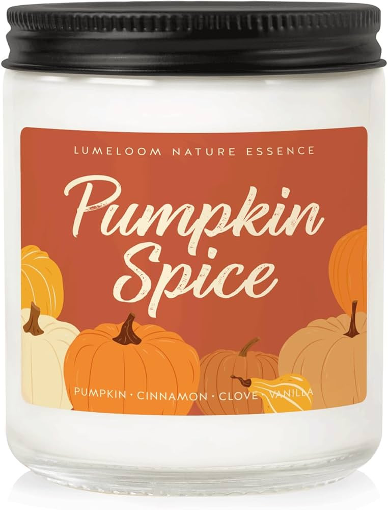 Fall Candles, Pumpkin Candle - 9oz Aromatherapy Cinnamon Pumpkin Spice Scented Soy Wax Candle - P... | Amazon (US)