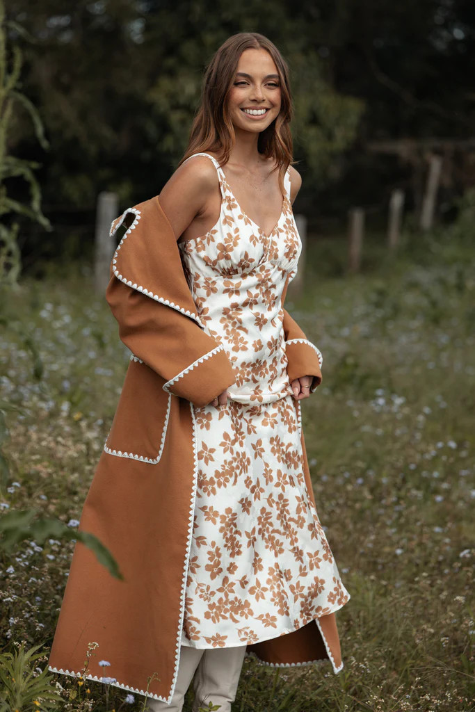 Franny Midi Dress - Cream Brown Floral | Petal & Pup (US)