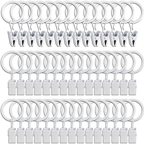LLPJS 44 Pack Curtain Rings with Clips, Curtain Clips with Rings, Curtain Hooks for Drapes Daughters | Amazon (US)