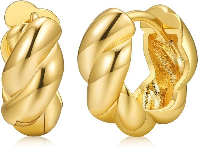 AllenCOCO Gold Plated Small Hoop Earrings for Women Love Fine Jewelry for Women | Amazon (US)