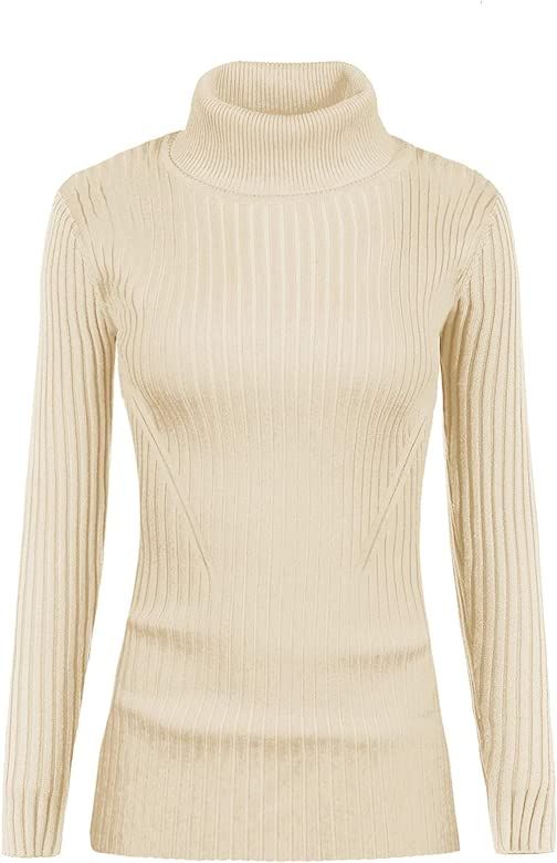 Women Stretchable Turtleneck Knit Long Sleeve Slim Fit Sweater | Amazon (US)