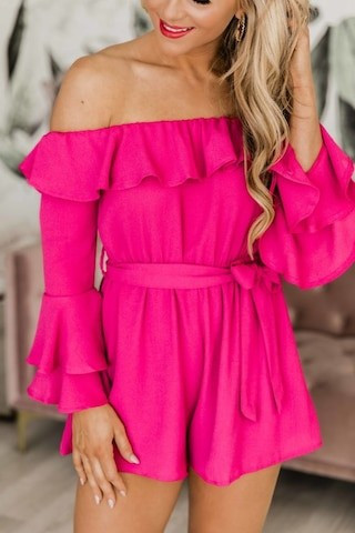 Always My Sweetest Love Magenta Romper  SALE | The Pink Lily Boutique