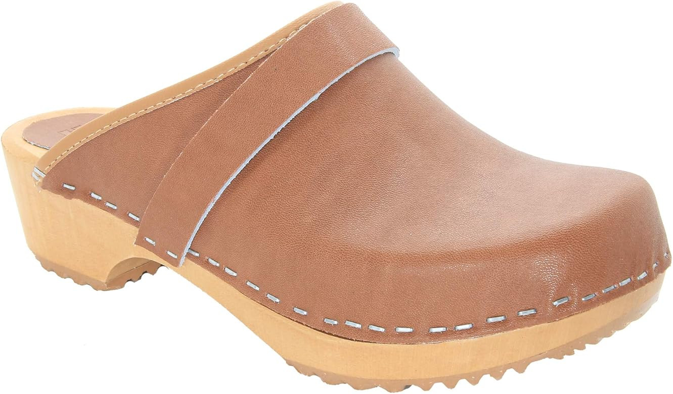 Amazon.com | Bjork Maja Wood Open Back Leather Clogs (Brown, 6.5) | Mules & Clogs | Amazon (US)