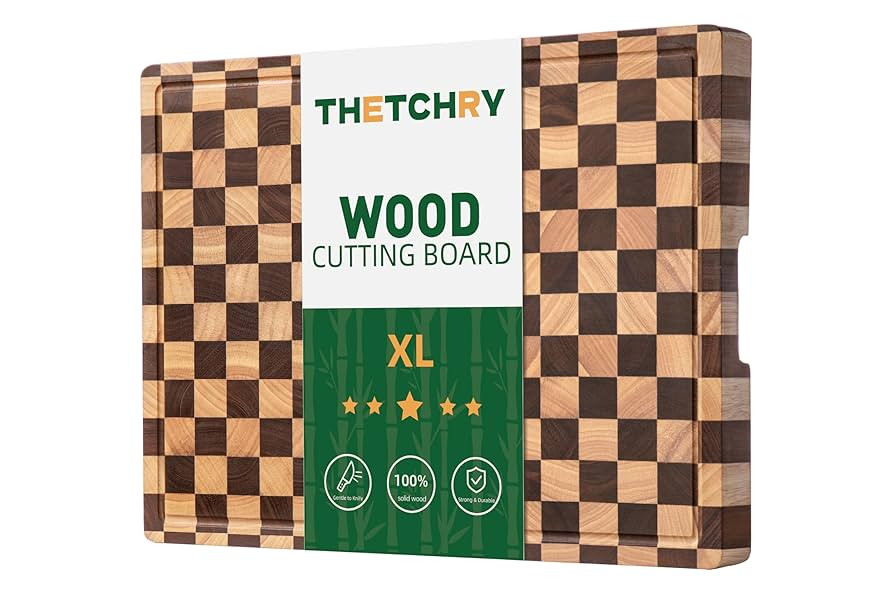 Cutting Boards for Kitchen, Design in USA Extra Large Chopping Board for Stovetop, End Grain Acac... | Amazon (US)