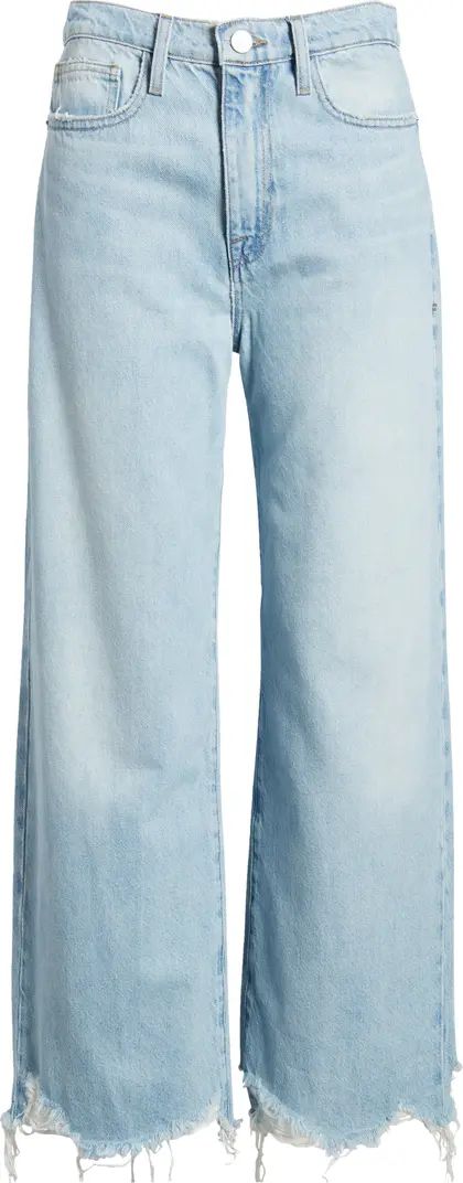 FRAME Le Jane Wide Leg Frayed Crop Jeans | Nordstrom | Nordstrom