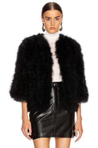 Yves Salomon Feather Jacket in Black | FWRD 