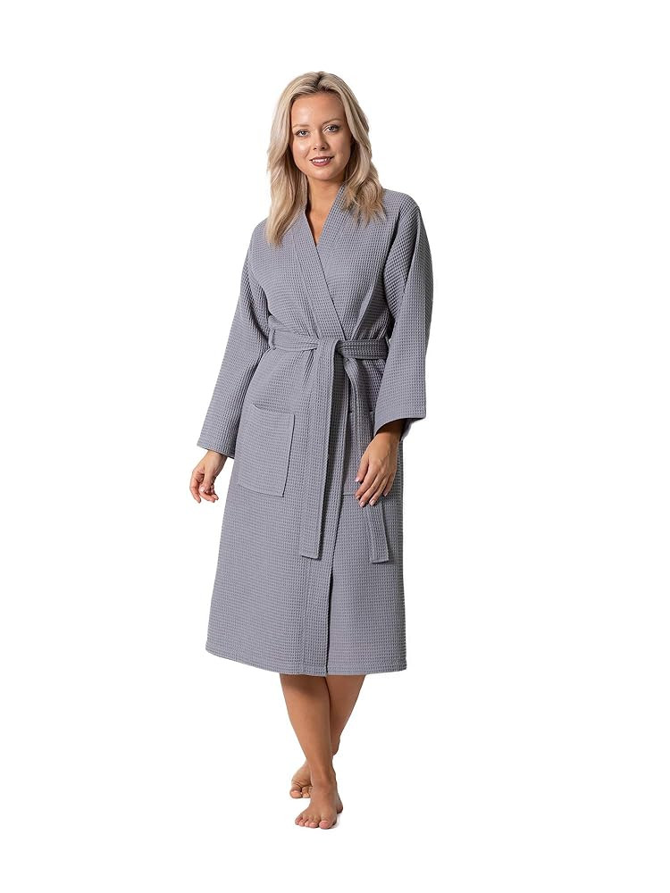 Turkish Linen Waffle Knit Lightweight Kimono Spa & Bath Robes for Women - Quick Dry - Soft | Amazon (US)