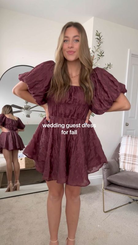 Perfect burgundy fall wedding guest dress - I am wearing a size small for reference / fall weddings 

#LTKSeasonal #LTKwedding #LTKFind
