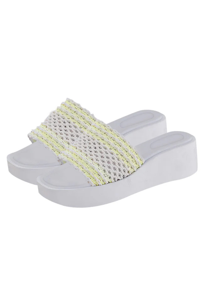 Cove White Crochet Platform Slide Sandals FINAL SALE | Pink Lily