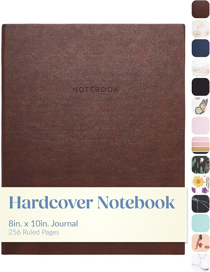 WORLD TRAVELER Large Lined Journal Notebook 256 Ruled White & Ivory Pages | Amazon (US)