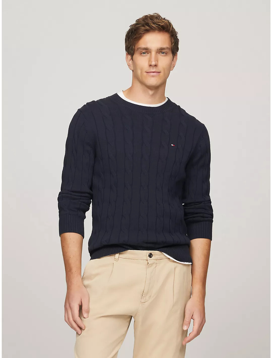 Flag Logo Cable Knit Sweater | Tommy Hilfiger | Tommy Hilfiger (US)