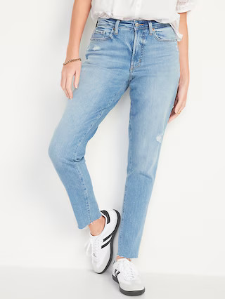 Curvy High-Waisted O.G. Straight Distressed Jeans for Women | Old Navy (US)
