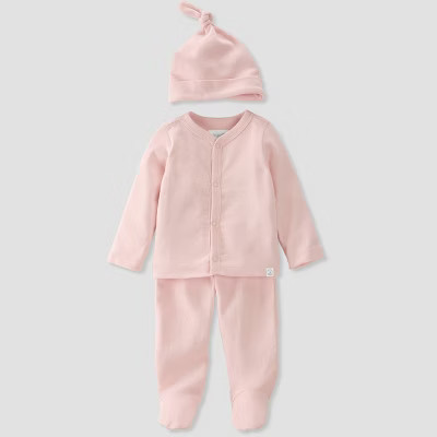 Baby Girls' 3pc Organic Cotton Pointelle Top and Bottom Set - little planet by carter's Pink | Target