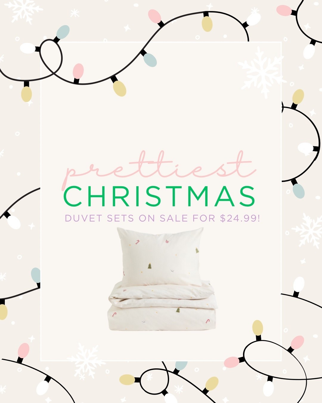 IN LOVE with these Christmas duvet sets!!! On sale for $24.99 - I grabbed the one shown for my girly girls! #christmasbedding #christmas #christmaswithkids #christmasfinds #h&m #h&mhaul #christmassale