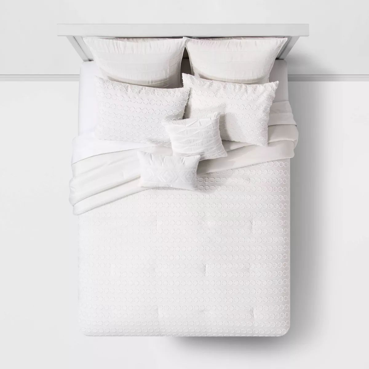8pc Clipped Jacquard Geo Circle Comforter Bedding Set White - Threshold™ | Target
