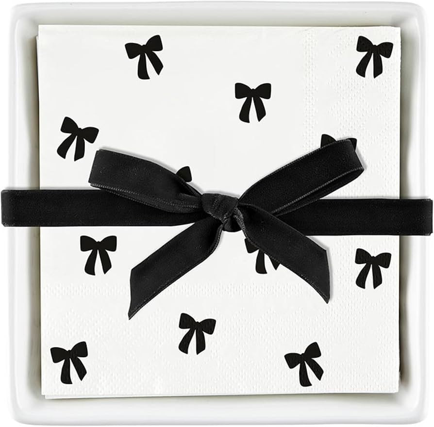 Santa Barbara Design Studio Cocktail Paper Napkins and Ceramic Napkin Holder Tray Gift Set, 5.75"... | Amazon (US)