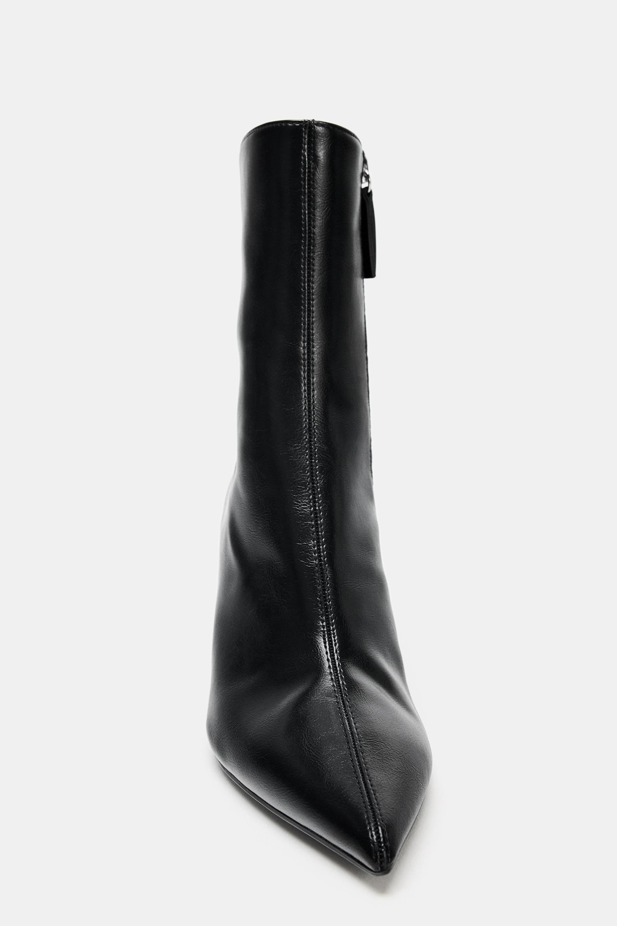 CRACKLED EFFECT HEELED ANKLE BOOTS | Zara US