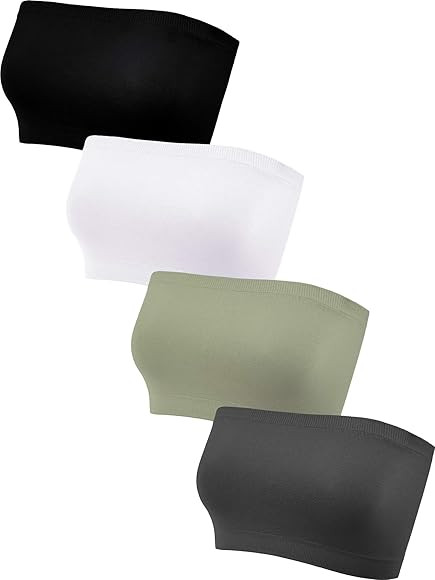 Geyoga 4 Pieces Strapless Bandeau Bra, Seamless Bralettes Stretchy Non-Padded Bandeau Tube Top Bra f | Amazon (US)
