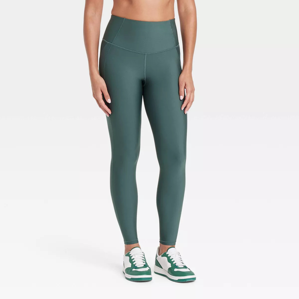 Women's Effortless Support High-Rise Pocketed 7/8 Leggings - All In Motion™ Dark Green XS | Target