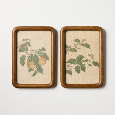 2pk 7"x10" Leafy Fruit Set Wall Art Framed - Hearth & Hand™ with Magnolia | Target