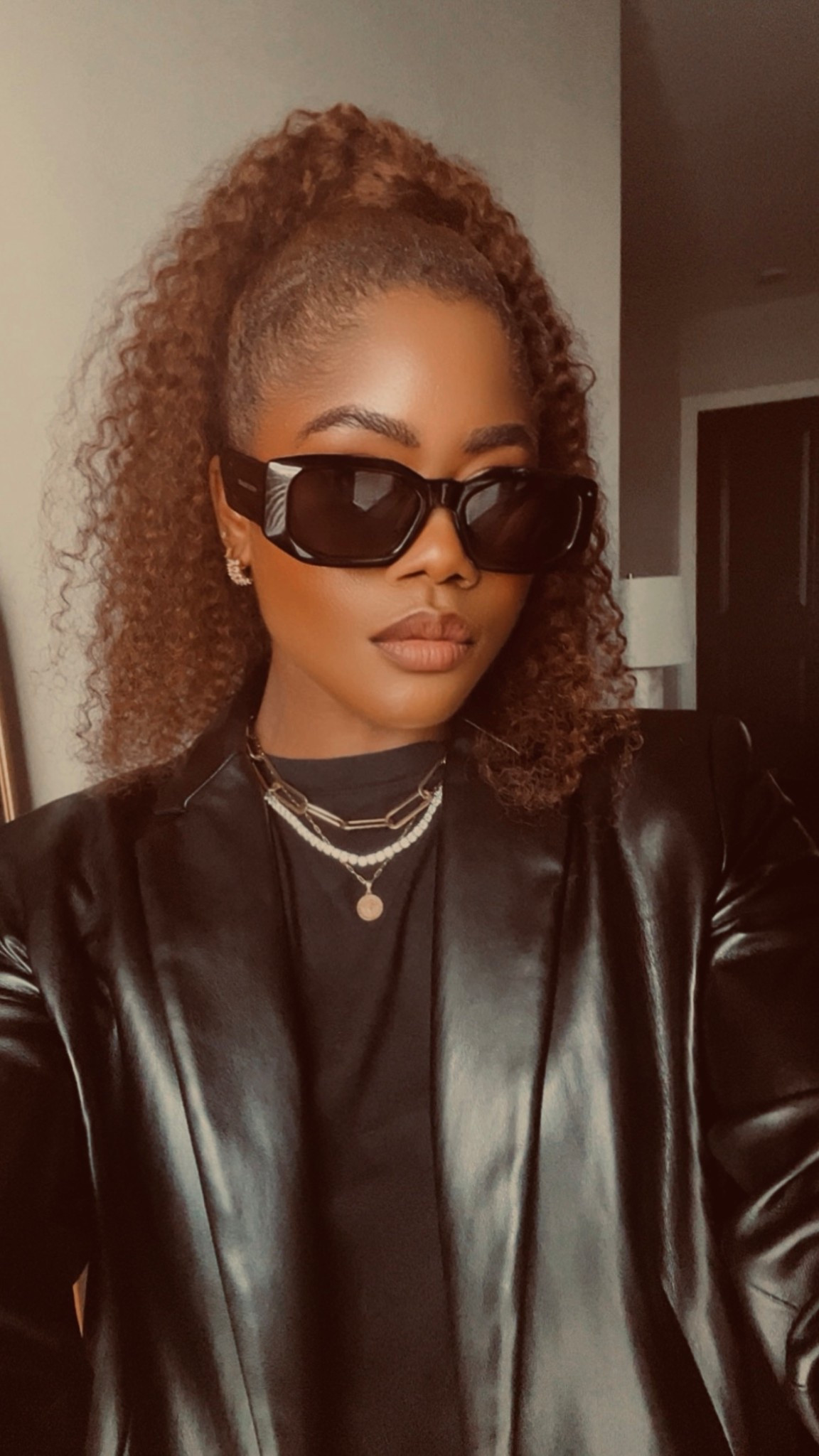 leather blazer outfit, sleek all black look, modern luxury style, old money chic, quiet luxury aesthetic, statement sunglasses, fall fashion edit, minimal glam outfit, black monochrome outfit, elevated basics, capsule wardrobe essential, timeless elegance, gold jewelry layering, city chic style, power dressing#LTKStyleTip 

#LTKSeasonal #LTKWorkwear