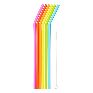 Silicone Straws w/Cleaner Pkg/6 | The Container Store