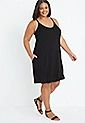 Plus Size 24/7 Black V Neck Mini Dress | Maurices