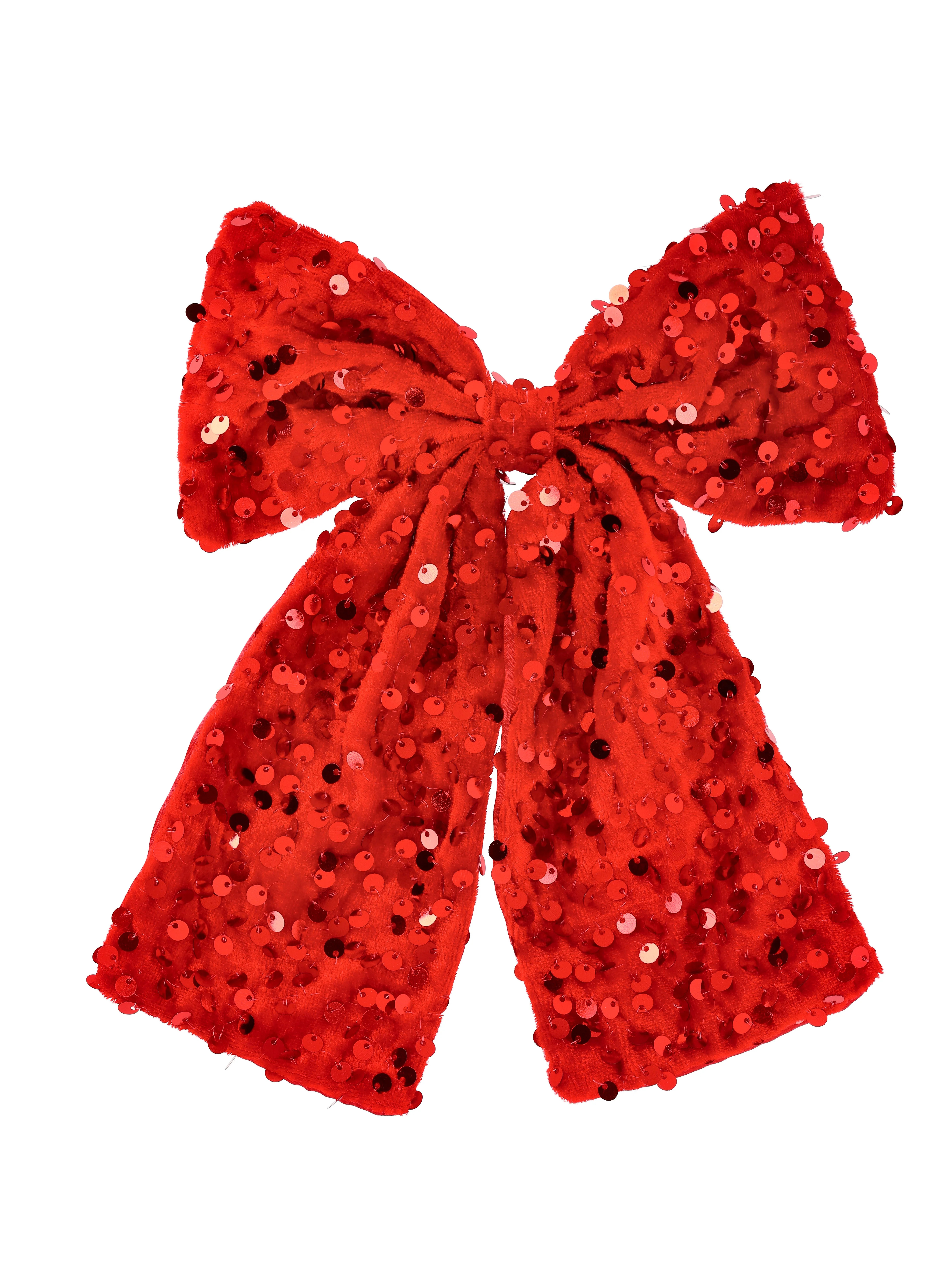 Wonder Nation Girls Velvet Sequin Bow Hair Clip, Red | Walmart (US)