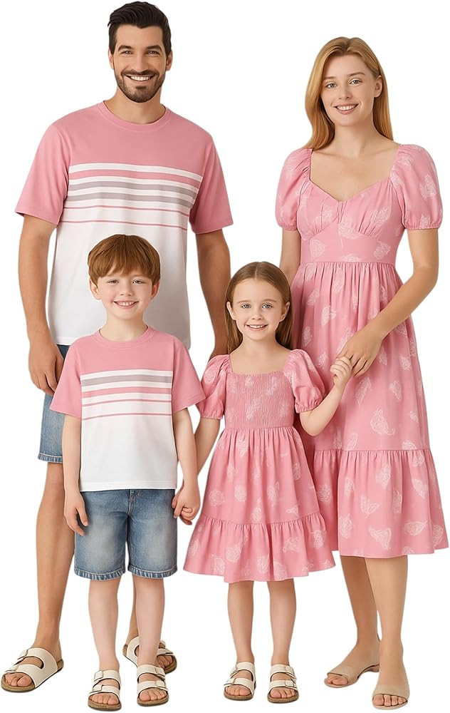 PATPAT Family Matching Summer Outfits, Mommy and Me Matching Shirts Dresses Paisley Print Matchin... | Amazon (US)